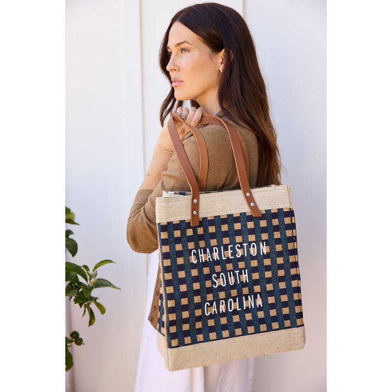 Market Tote in Navy Gingham (034GHBL)