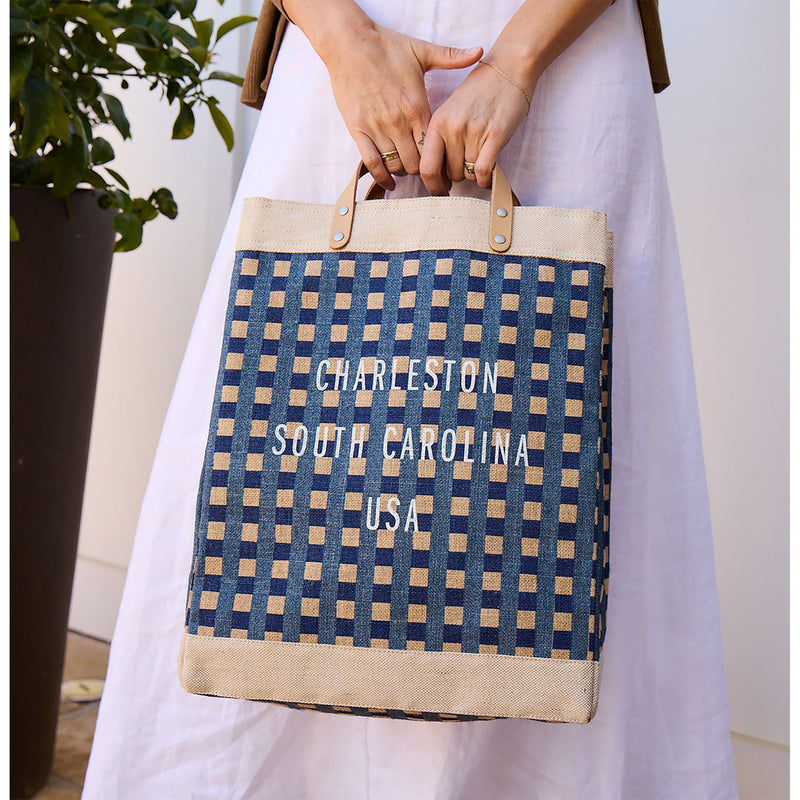 Market Bag in Navy Gingham (003GHBL)