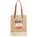 Wine Tote in Natural for Clare V. “Merci Beau Coup” (033CVOS)
