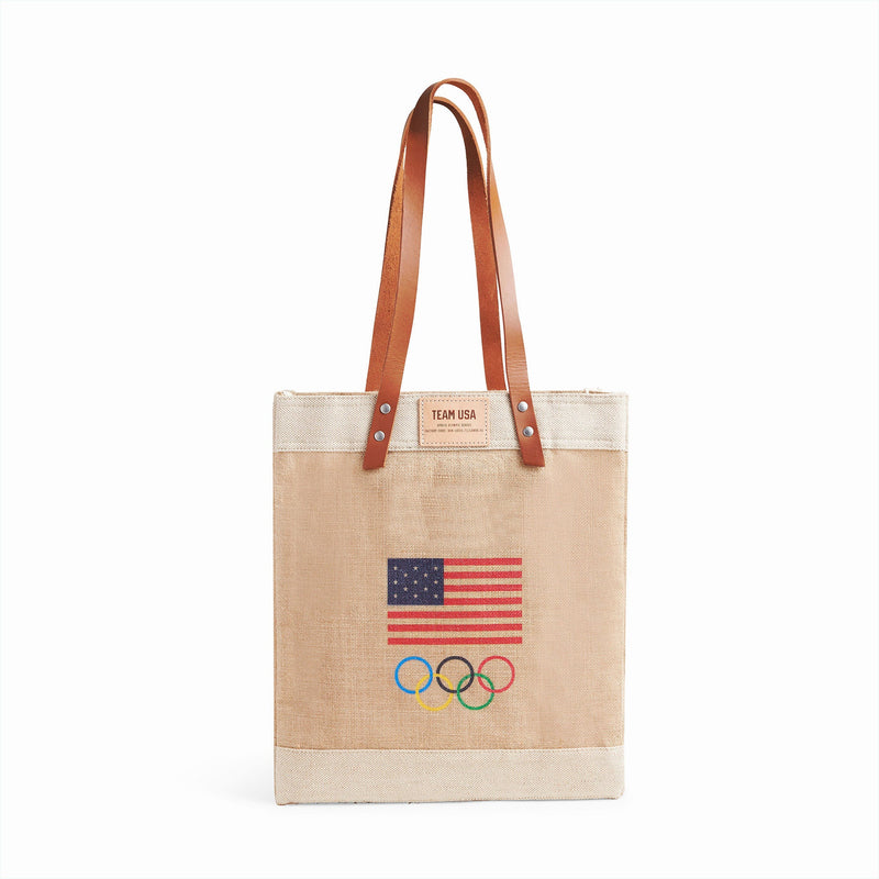 Market Tote in Natural for Team USA "Red, White, and Blue" (034NARWB)