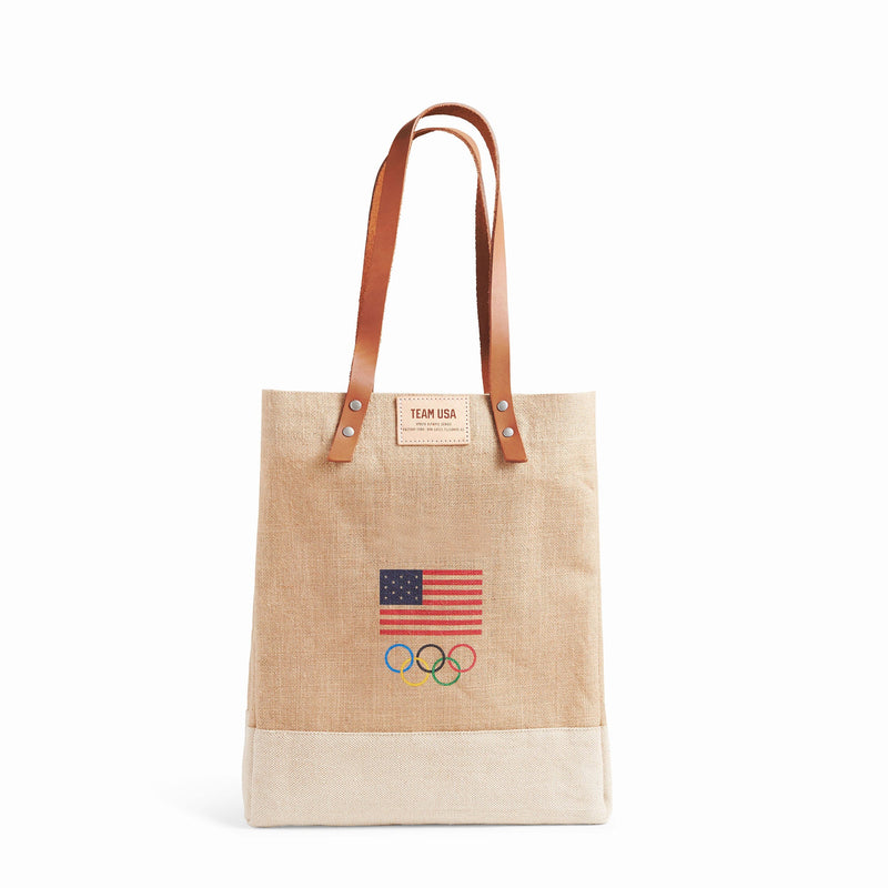 Wine Tote in Natural for Team USA "Red, White, and Blue" (033NARWB)