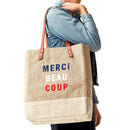 Wine Tote in Natural for Clare V. “Merci Beau Coup” (033CVOS)