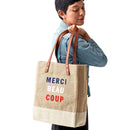 Wine Tote in Natural for Clare V. “Merci Beau Coup” (033CVOS)