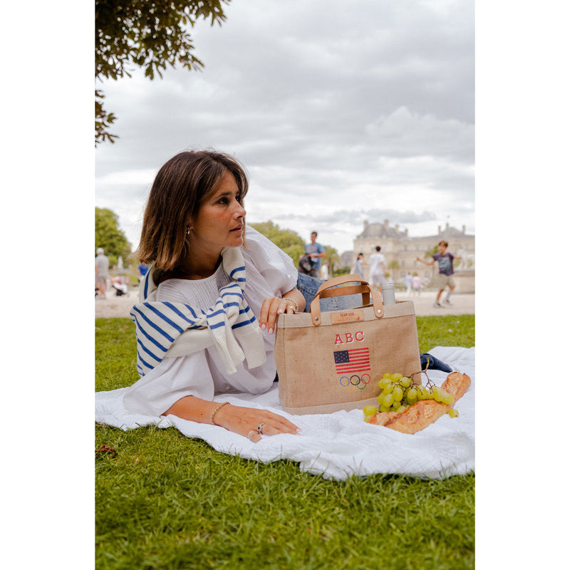 Petite Market Bag in Natural for Team USA "Red, White, and Blue" (035NARWB)