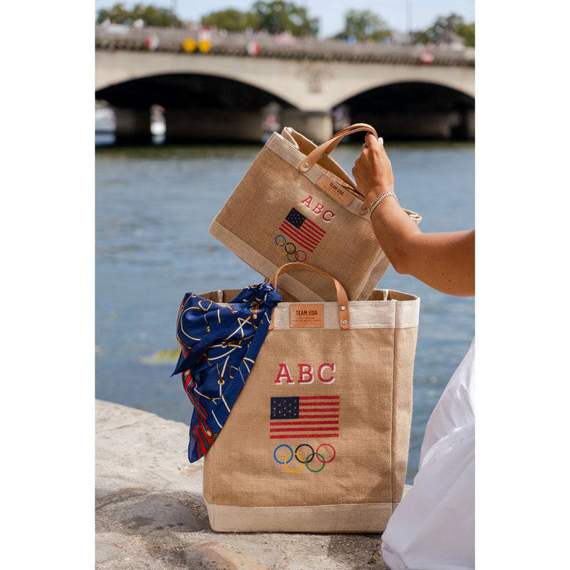 Petite Market Bag in Natural for Team USA "Red, White, and Blue" (035NARWB)