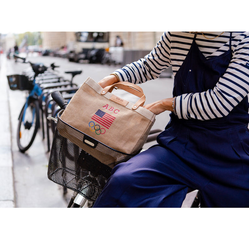 Petite Market Bag in Natural for Team USA "Red, White, and Blue" (035NARWB)