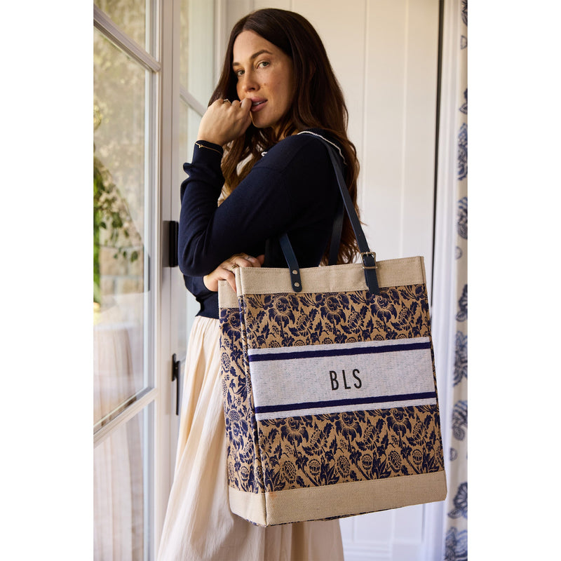 Petite Market Bag in Blue Porcelain with Adjustable Handle (035POBL)