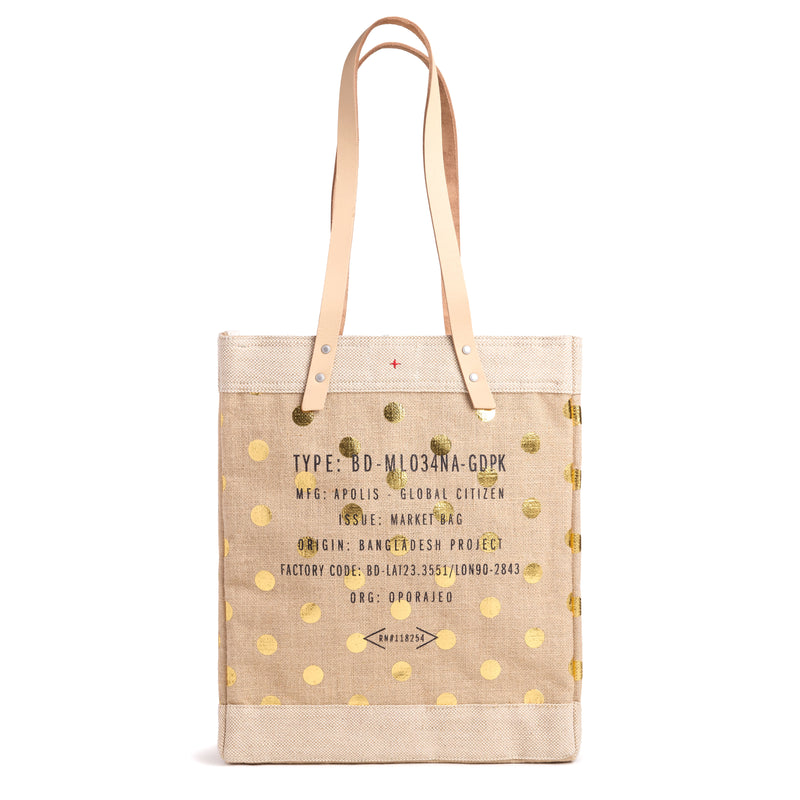 Market Tote in Gold Polka Dot (034NAGDPK)