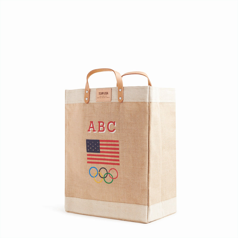 Market Bag in Natural for Team USA "Red, White, and Blue" (003NARWB)