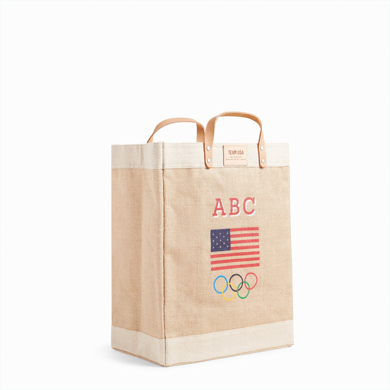 Market Bag in Natural for Team USA "Red, White, and Blue" (003NARWB)