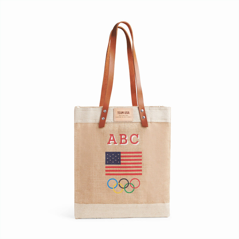 Market Tote in Natural for Team USA "Red, White, and Blue" (034NARWB)