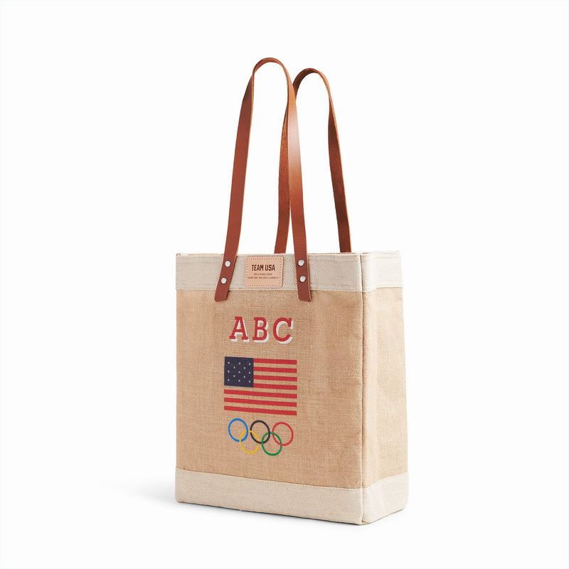 Market Tote in Natural for Team USA "Red, White, and Blue" (034NARWB)