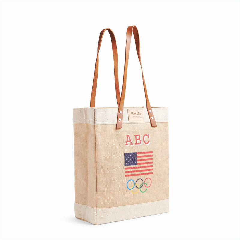 Market Tote in Natural for Team USA "Red, White, and Blue" (034NARWB)