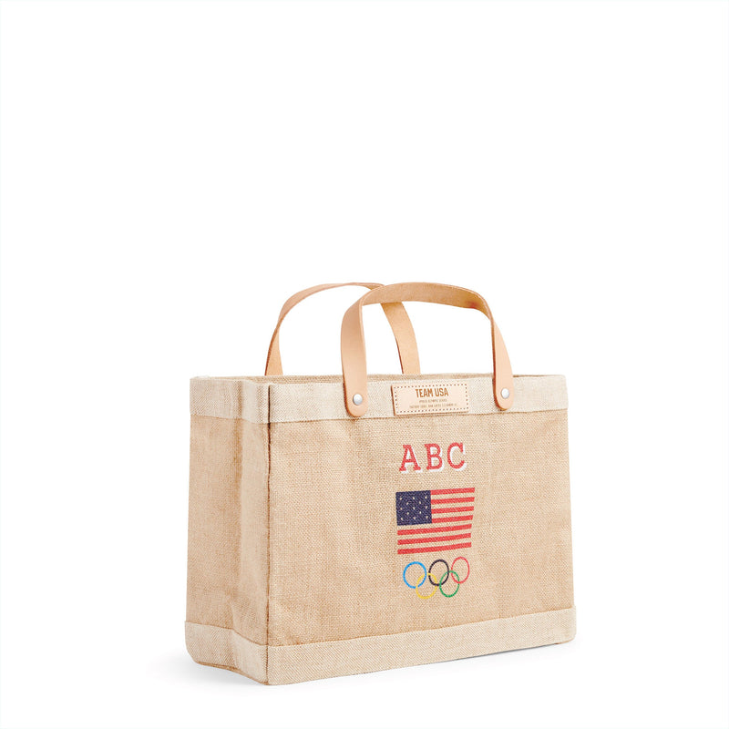 Petite Market Bag in Natural for Team USA "Red, White, and Blue" (035NARWB)