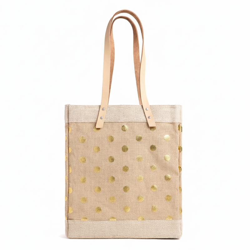 Market Tote in Gold Polka Dot (034NAGDPK)