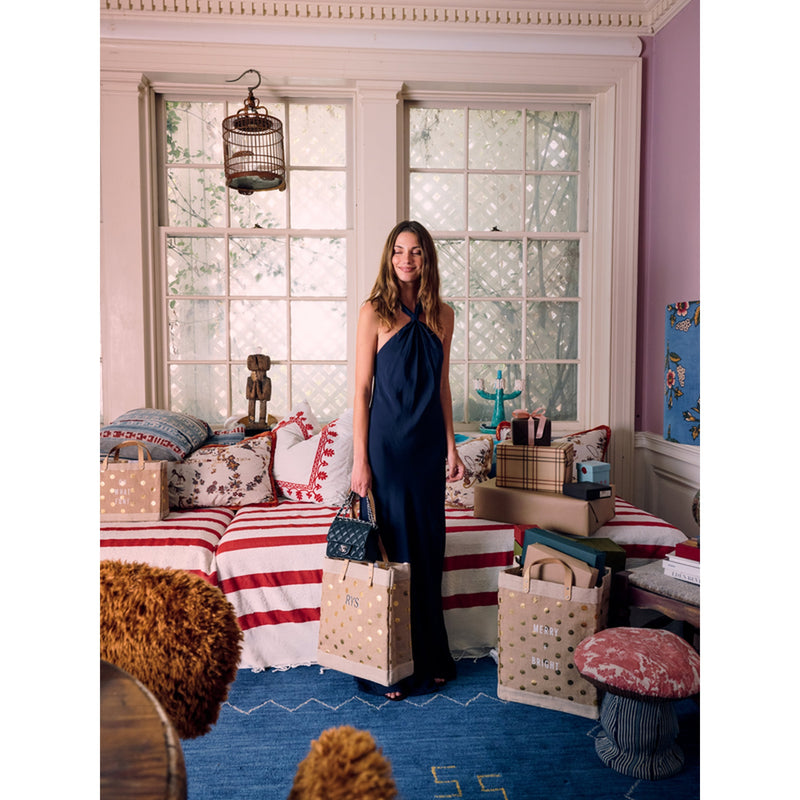 Market Tote in Gold Polka Dot (034NAGDPK)