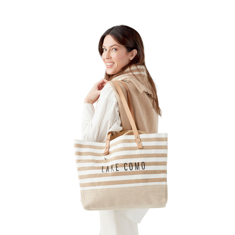 Shoulder Market Bag in White Stripe (004NAWS)